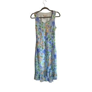 Vintage 90s Dress Barn V-Neck Sleeveless Blue Floral Dress Woman’s Size 10